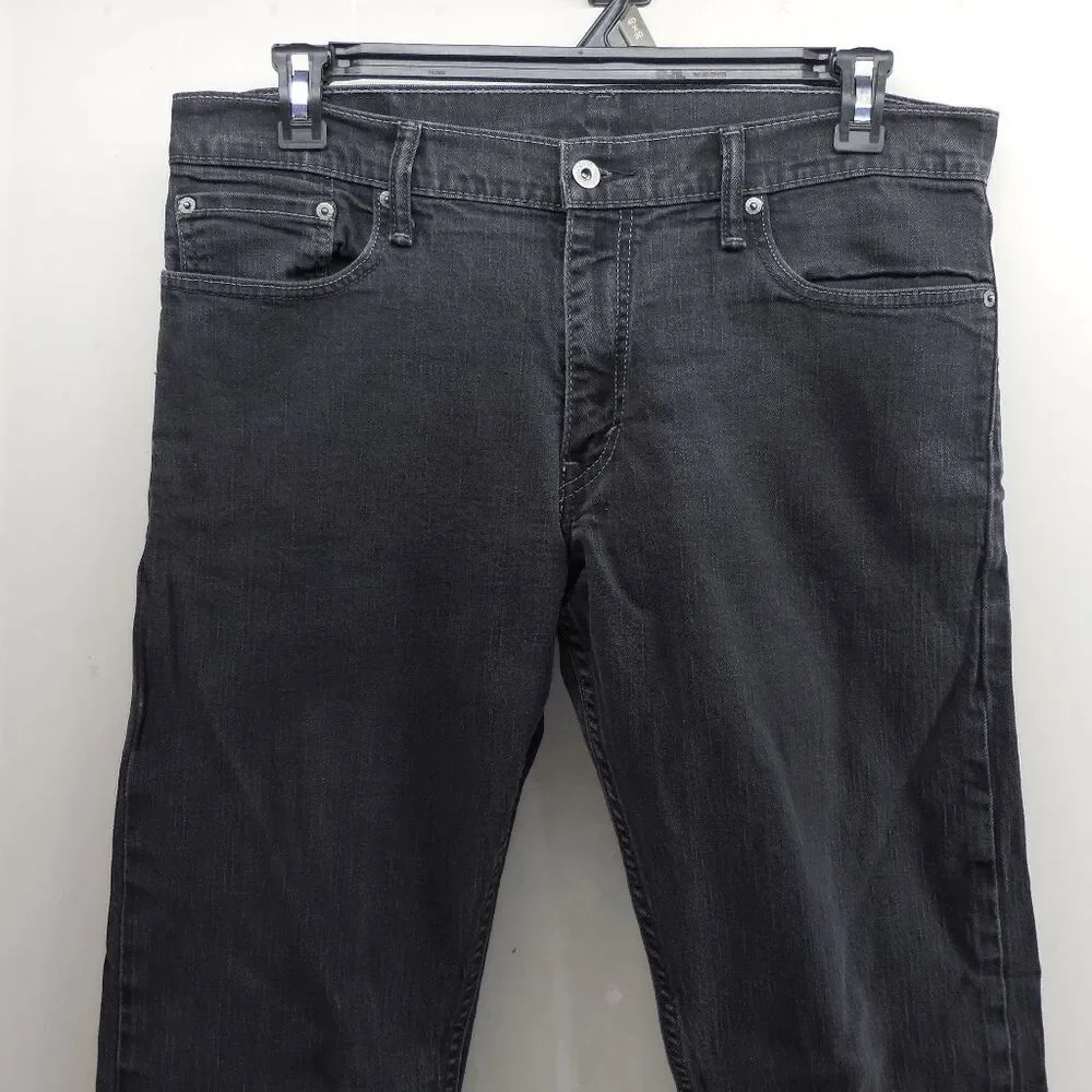 Levis 514 Slim Straight Stretch Black Jeans Mens 36x32 Hipster Grunge‎ Gothic